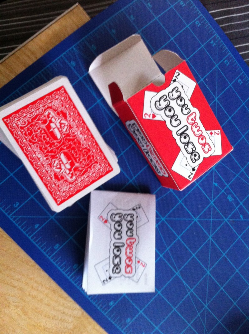 An image of the completed You Twos You Lose card game