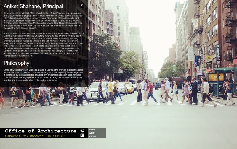 Office of Architecture - New York Screencapture of website