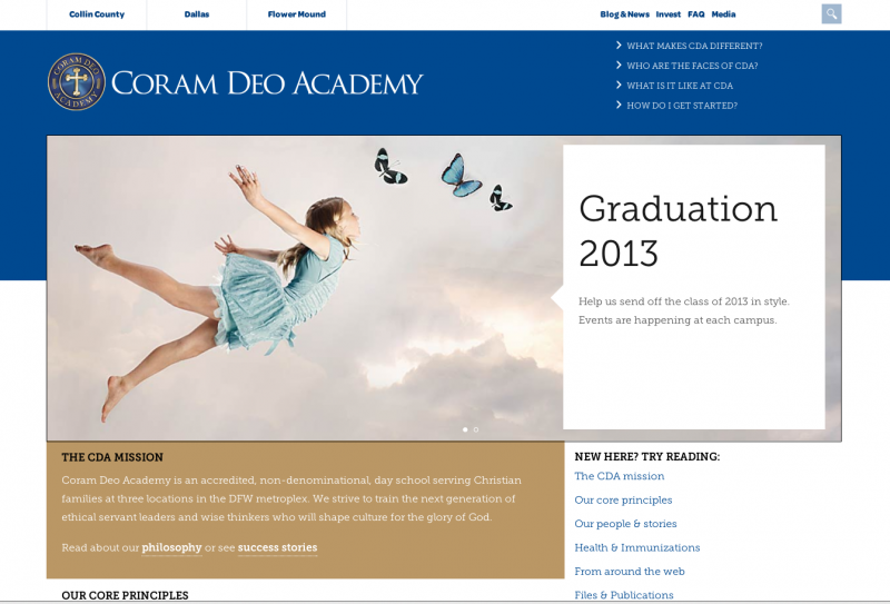 Coram Deo website screen capture