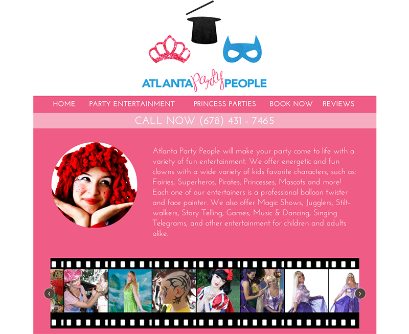 Screenshot of the website developed for Party People's Atlanta location